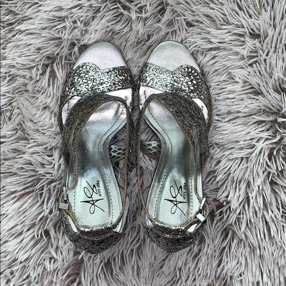 Stunning silver glitter stiletto sandals